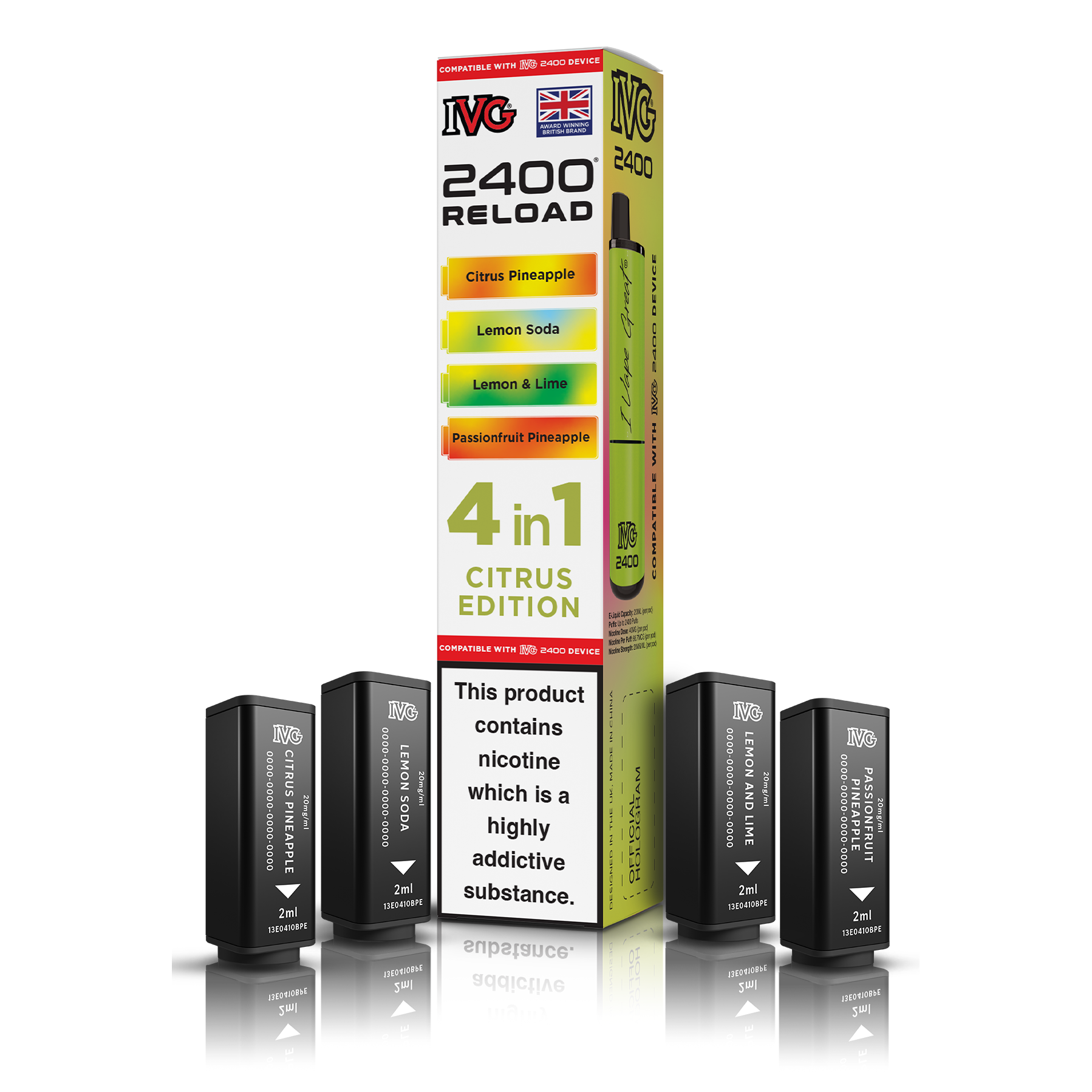 IVG 2400 4 In 1 Citrus Edition Reload Pods Vaporizers & Electronic Cigarettes IVG