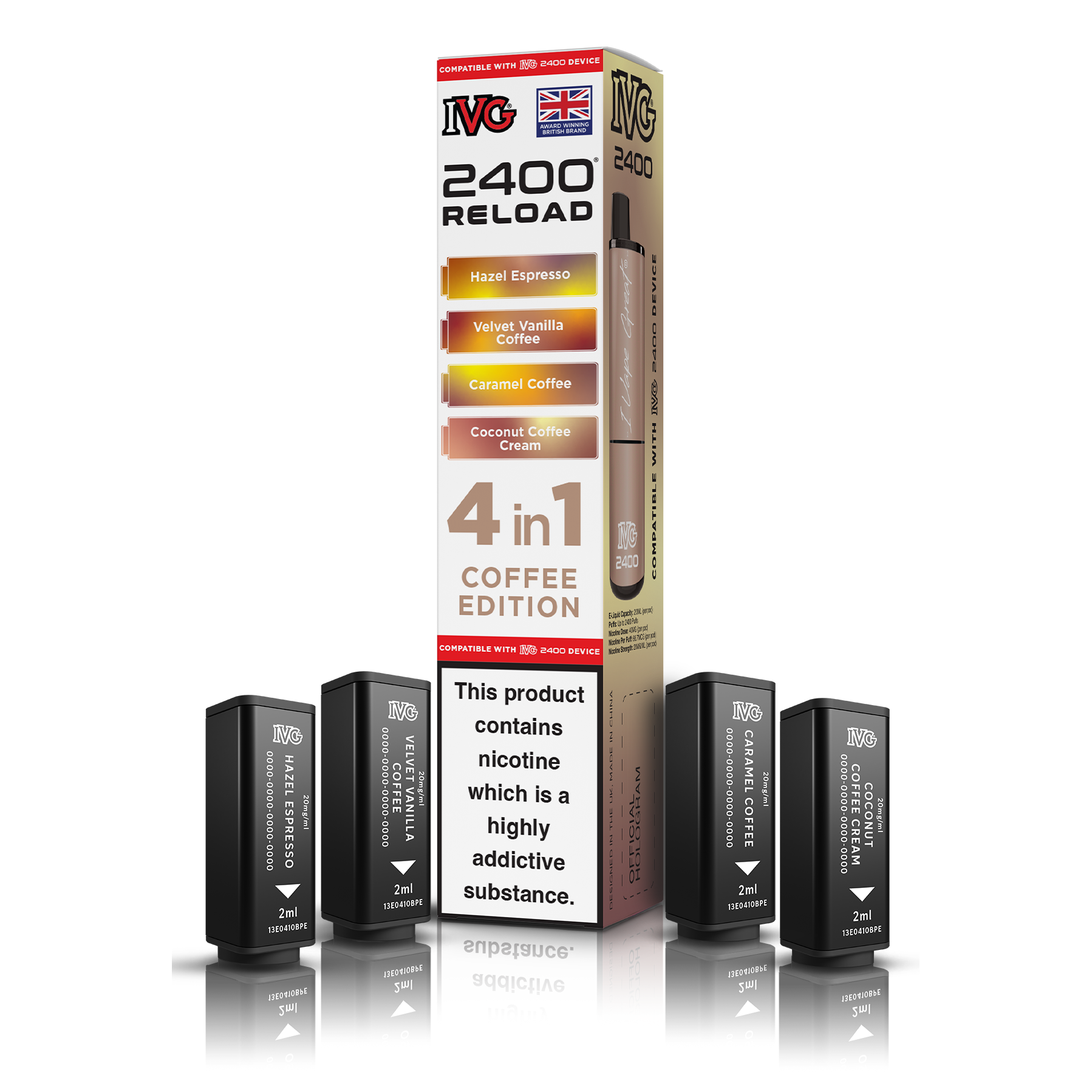 IVG 2400 4 In 1 Coffee Edition Reload Pods Vaporizers & Electronic Cigarettes IVG