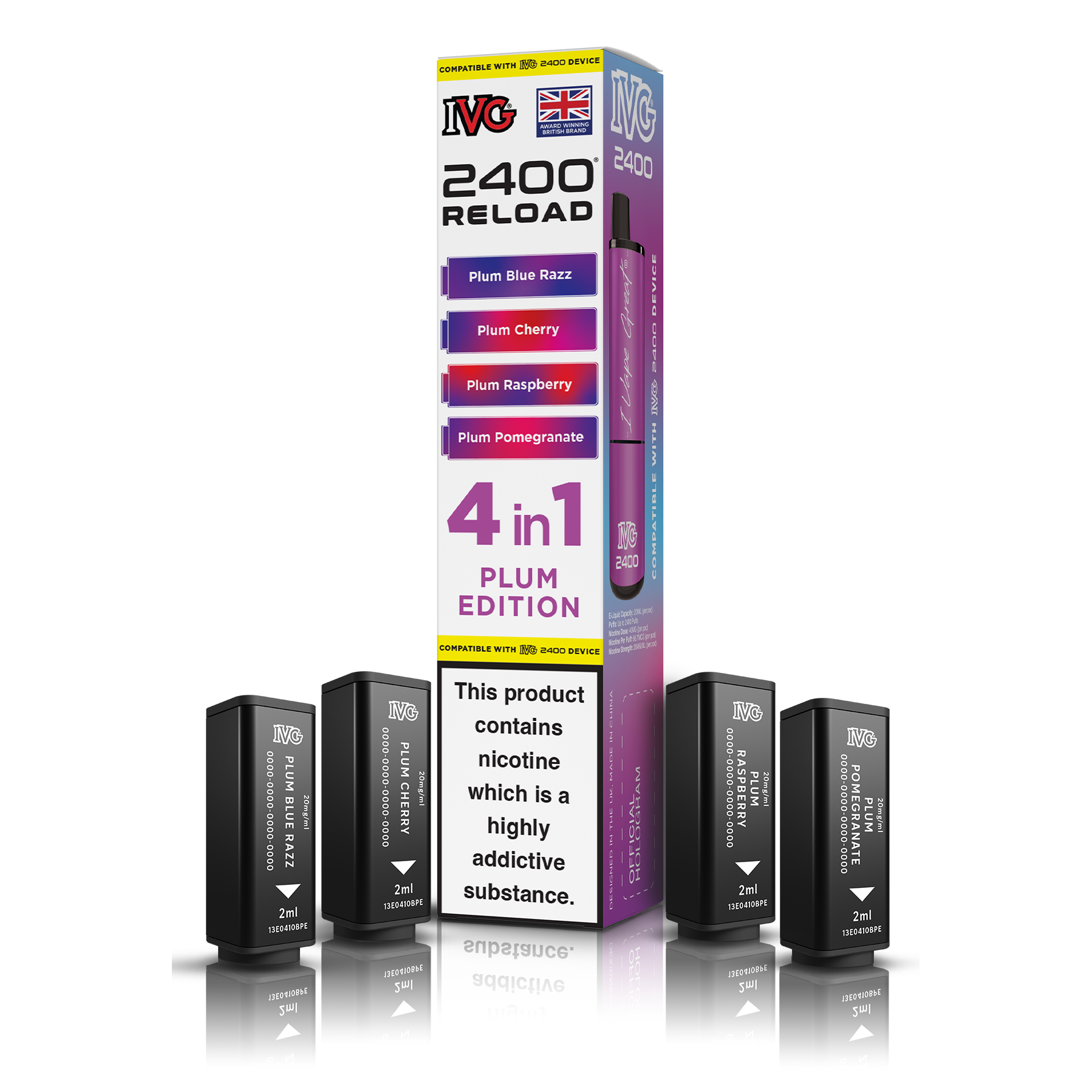 IVG 2400 4 In 1 Plum Edition Reload Pods Vaporizers & Electronic Cigarettes IVG