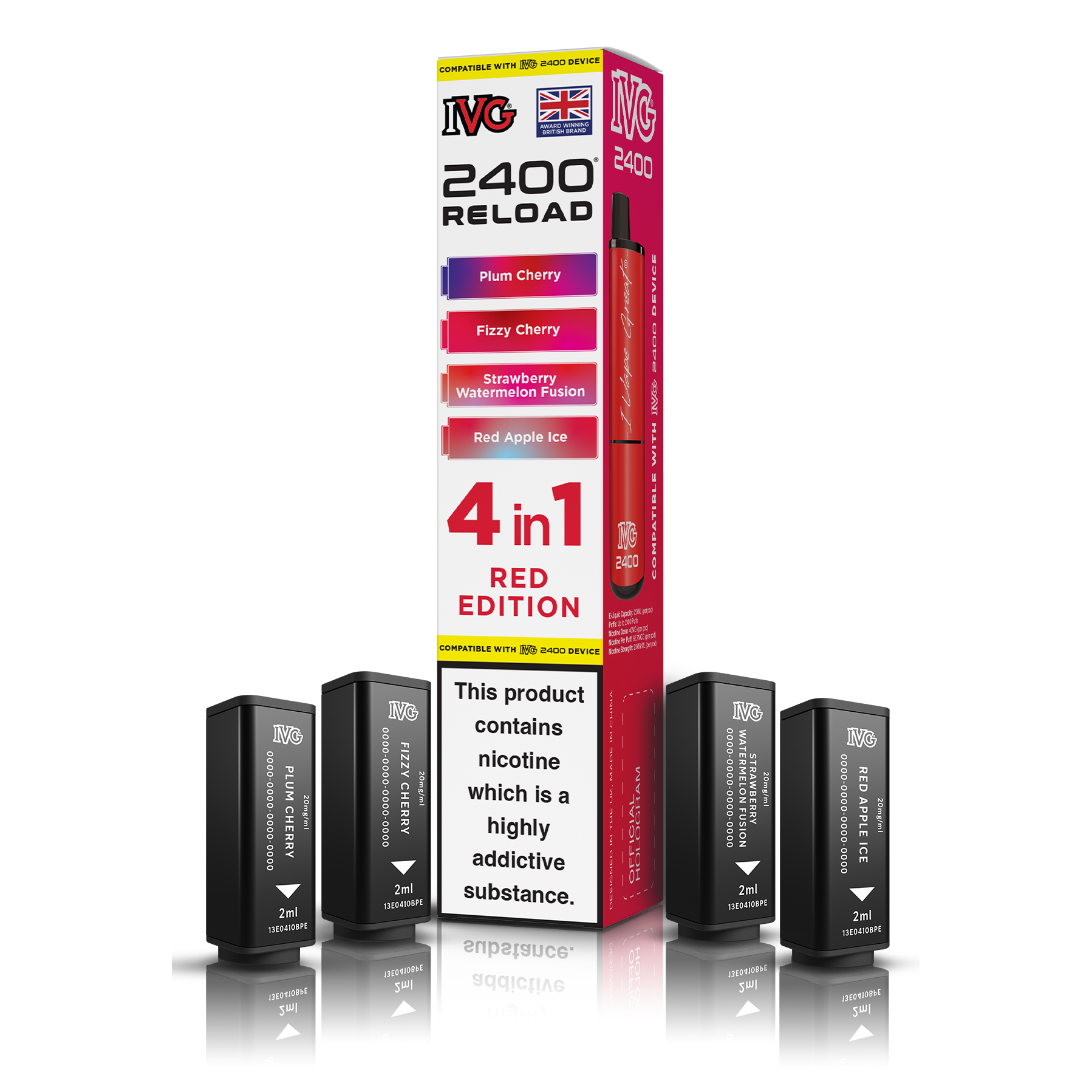 IVG 2400 4 In 1 Red Edition Reload Pods Vaporizers & Electronic Cigarettes IVG