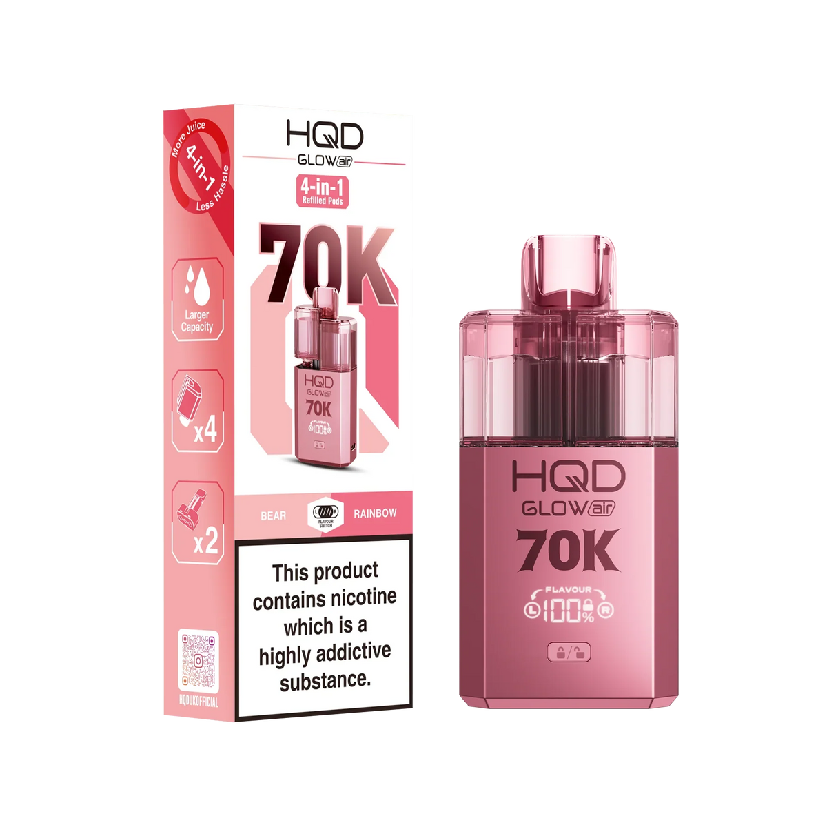HQD Glow Air 70K Prefilled Vape Kit 70K Puffs 20mg