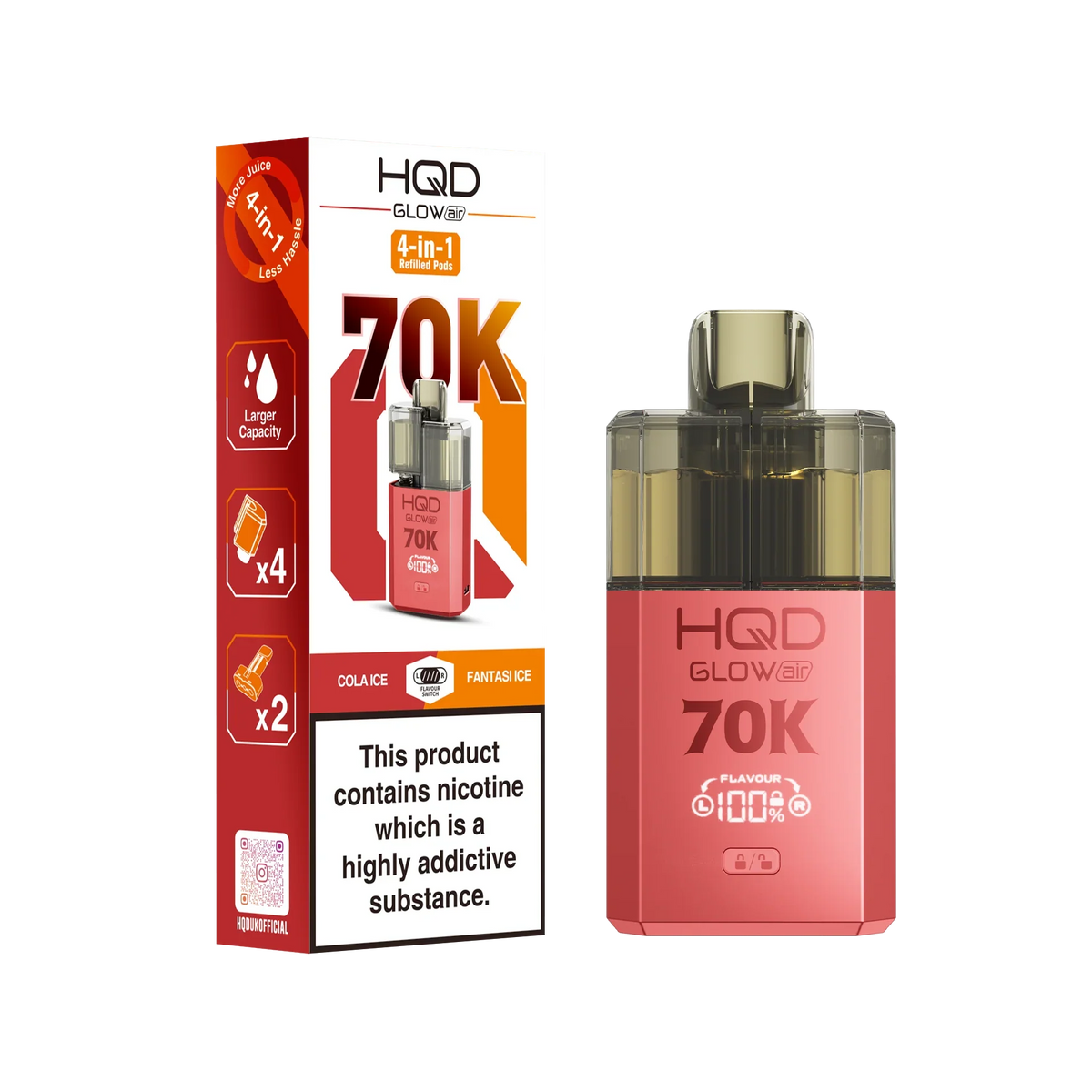 HQD Glow Air 70K Prefilled Vape Kit 70K Puffs 20mg