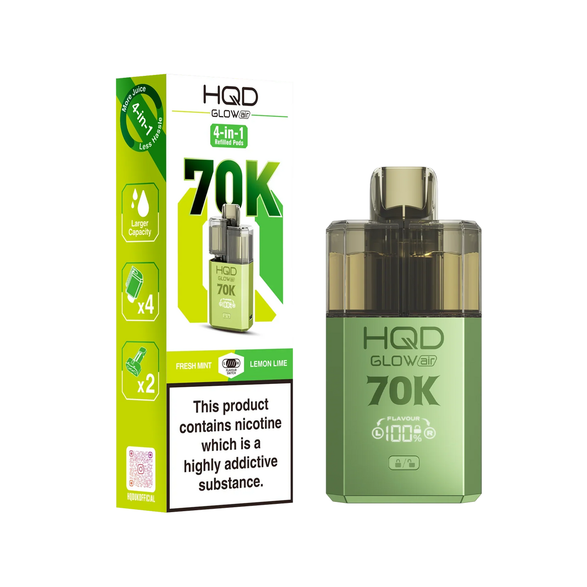 HQD Glow Air 70K Prefilled Vape Kit 70K Puffs 20mg