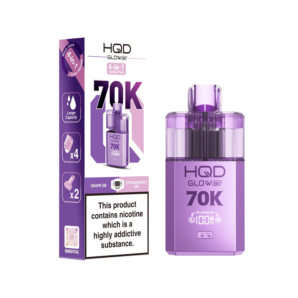 HQD Glow Air 70K Prefilled Vape Kit 70K Puffs 20mg