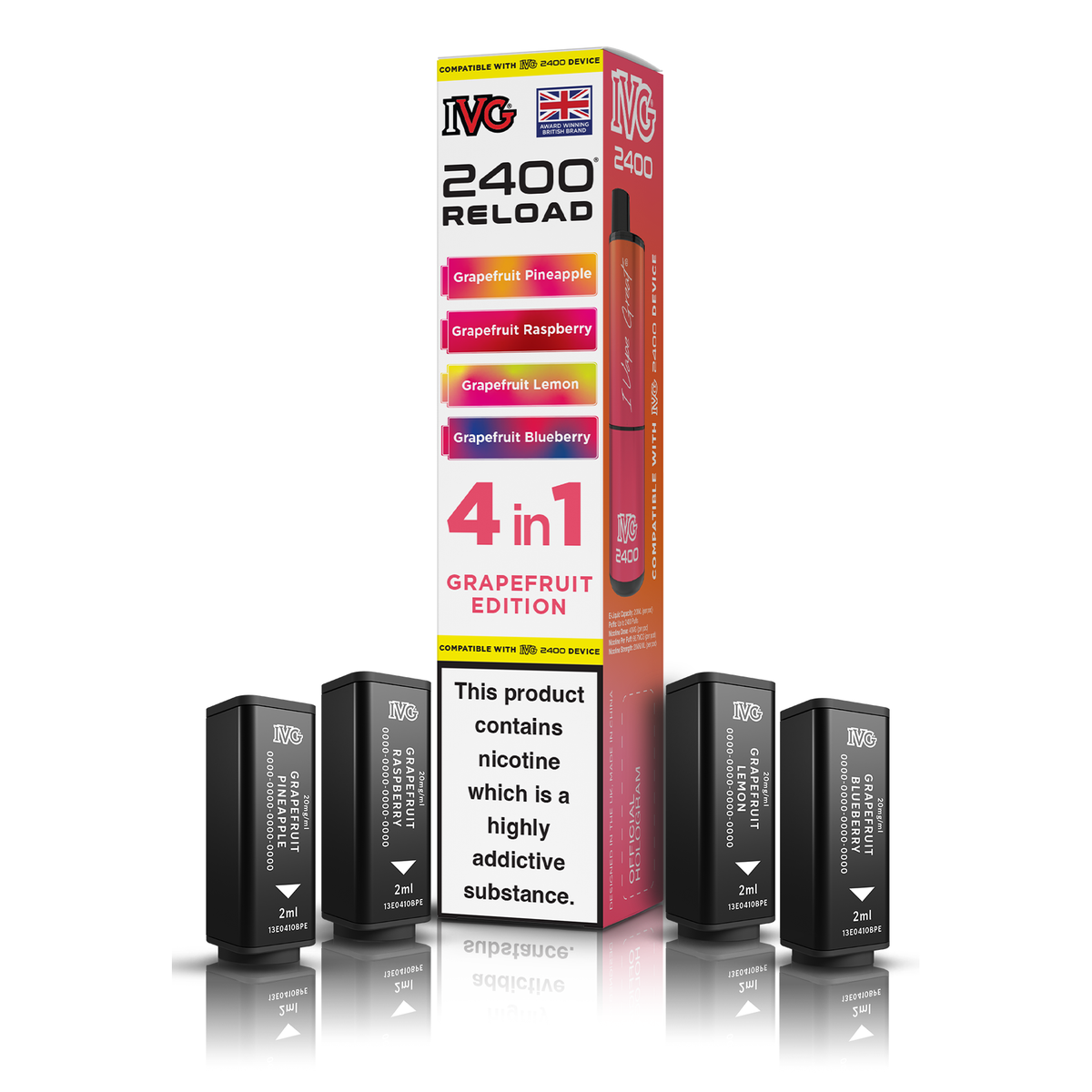 IVG 2400 4 In 1 Grapefruit Edition Reload Pods Vaporizers & Electronic Cigarettes IVG