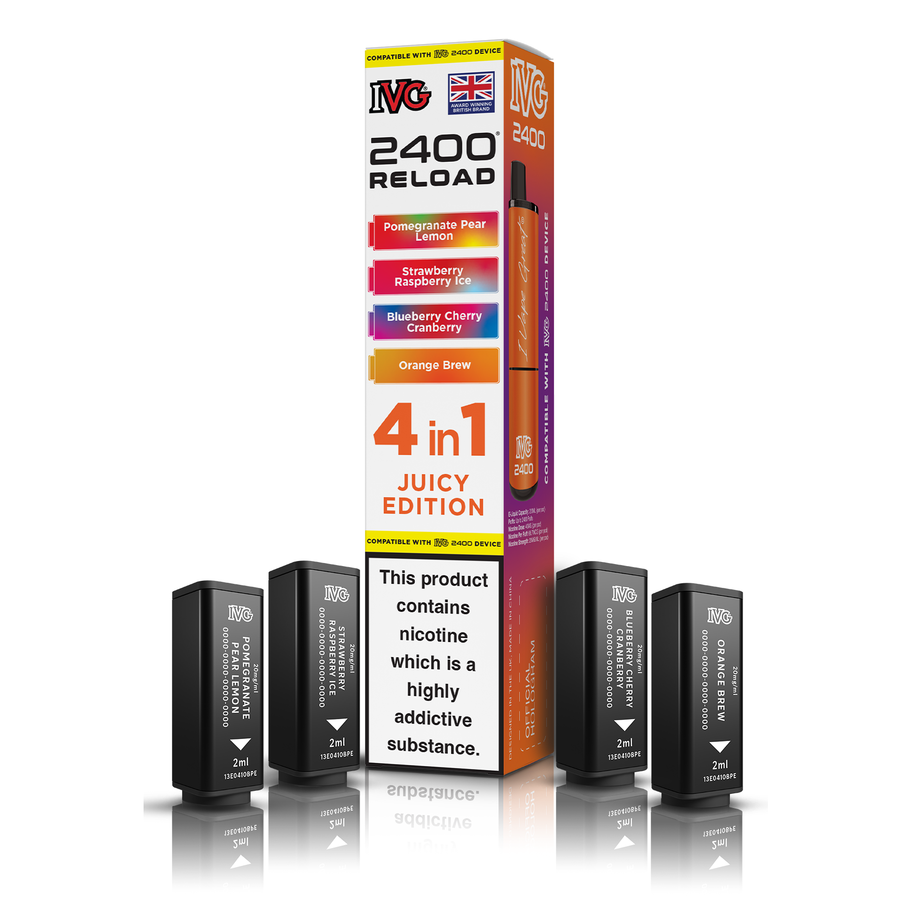 IVG 2400 4 In 1 Juicy Edition Reload Pods Vaporizers & Electronic Cigarettes IVG