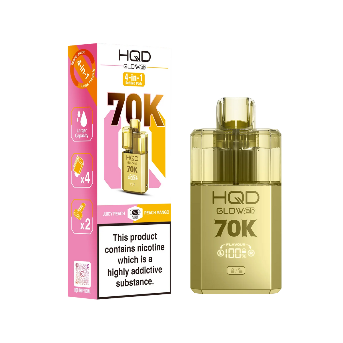 HQD Glow Air 70K Prefilled Vape Kit 70K Puffs 20mg