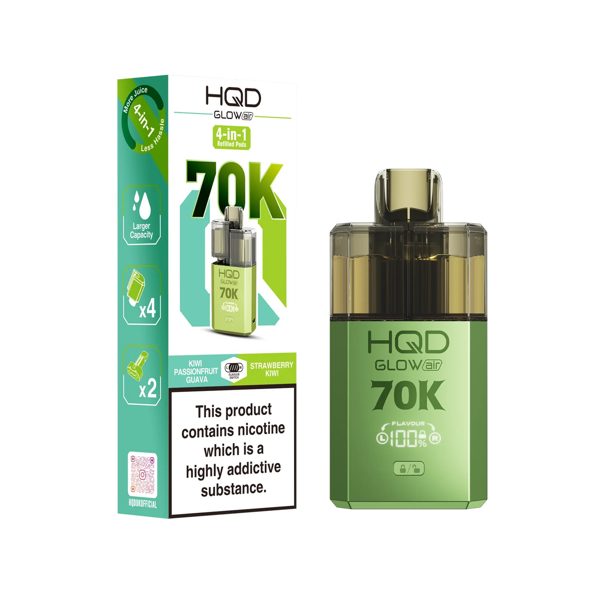 HQD Glow Air 70K Prefilled Vape Kit 70K Puffs 20mg