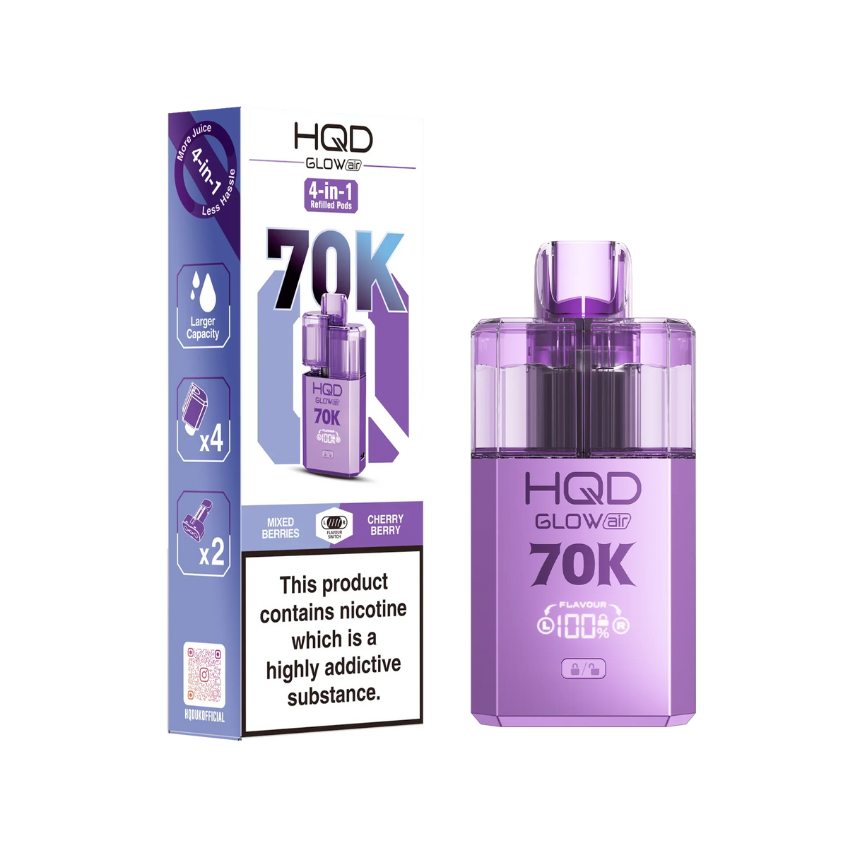 HQD Glow Air 70K Prefilled Vape Kit 70K Puffs 20mg