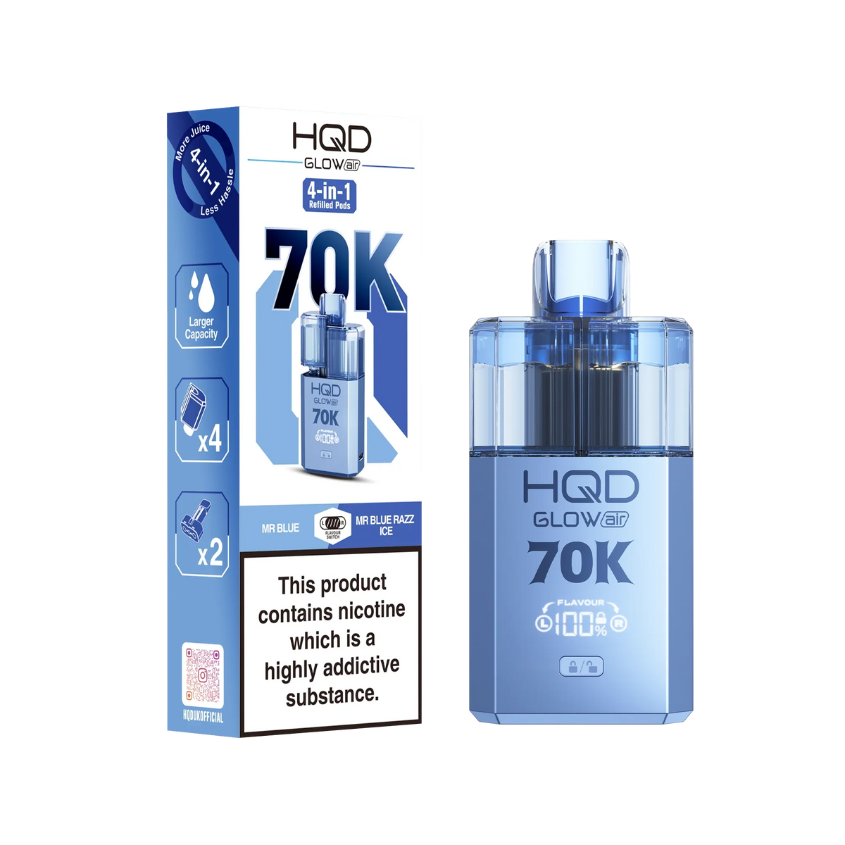 HQD Glow Air 70K Prefilled Vape Kit 70K Puffs 20mg