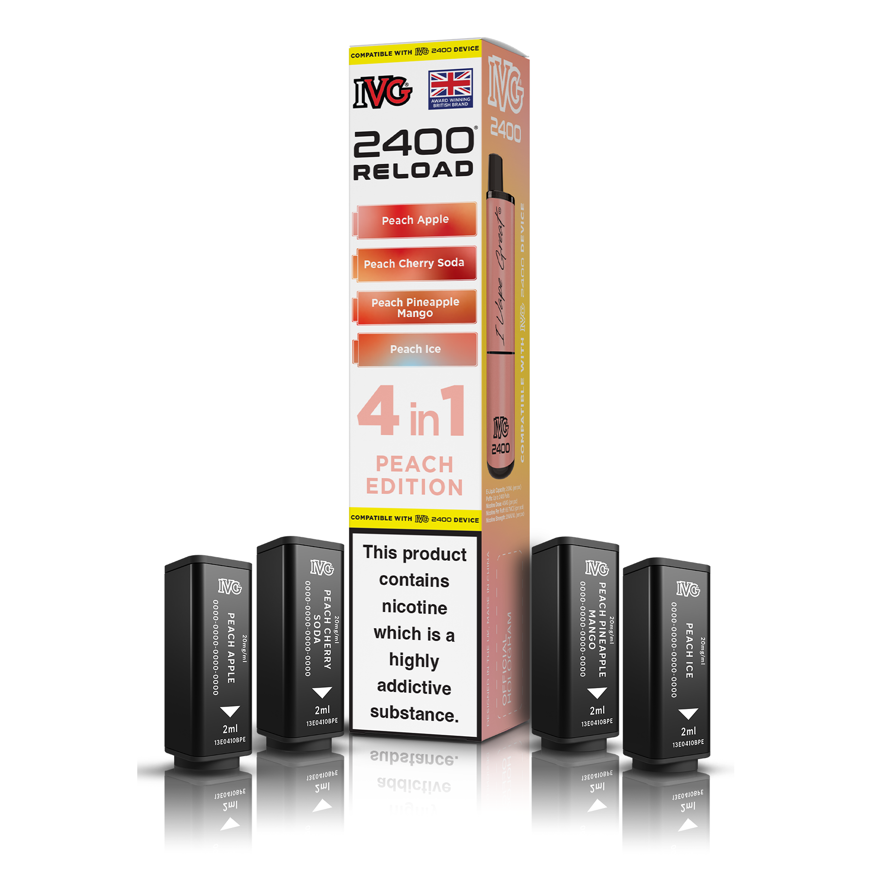 IVG 2400 4 In 1 Peach Edition Reload Pods Vaporizers & Electronic Cigarettes IVG