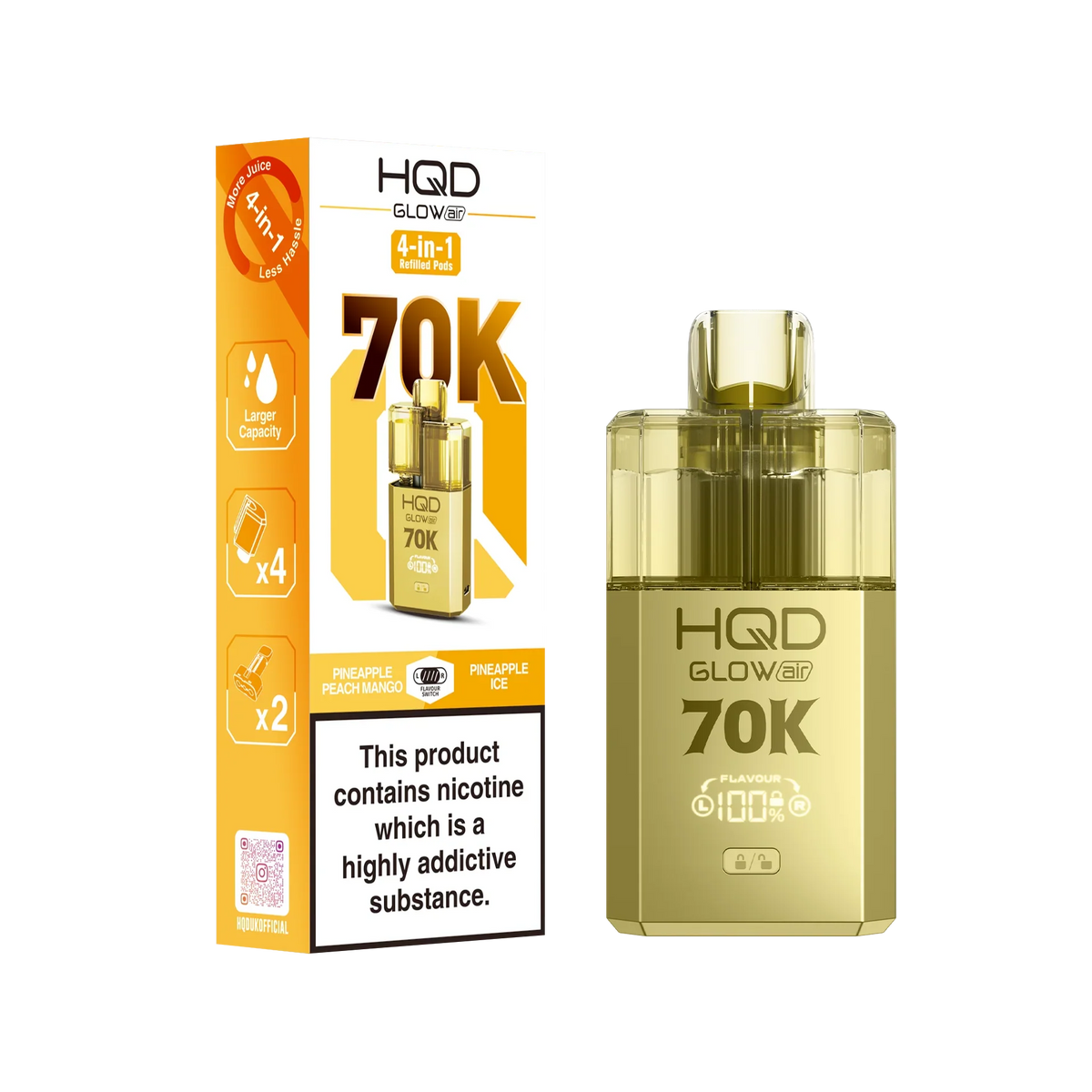HQD Glow Air 70K Prefilled Vape Kit 70K Puffs 20mg
