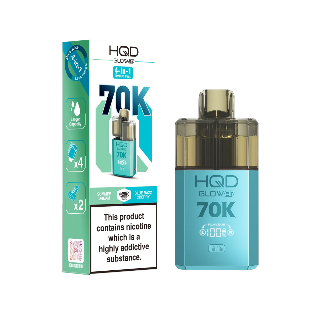 HQD Glow Air 70K Prefilled Vape Kit 70K Puffs 20mg