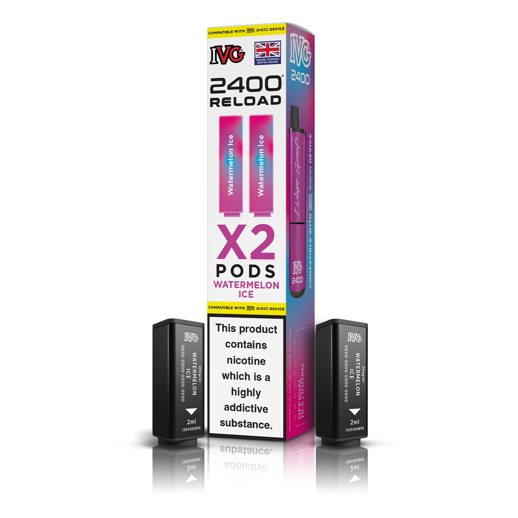 IVG 2400 4 In 1 Watermelon Ice Reload Pods Vaporizers & Electronic Cigarettes IVG